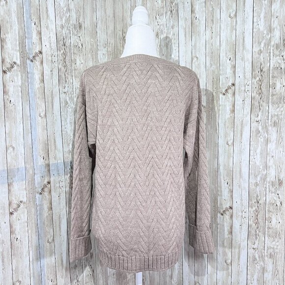 Women's New York & Company Sweater | Tan | Crew Neck | Medium | Pockets - Picture 4 of 13